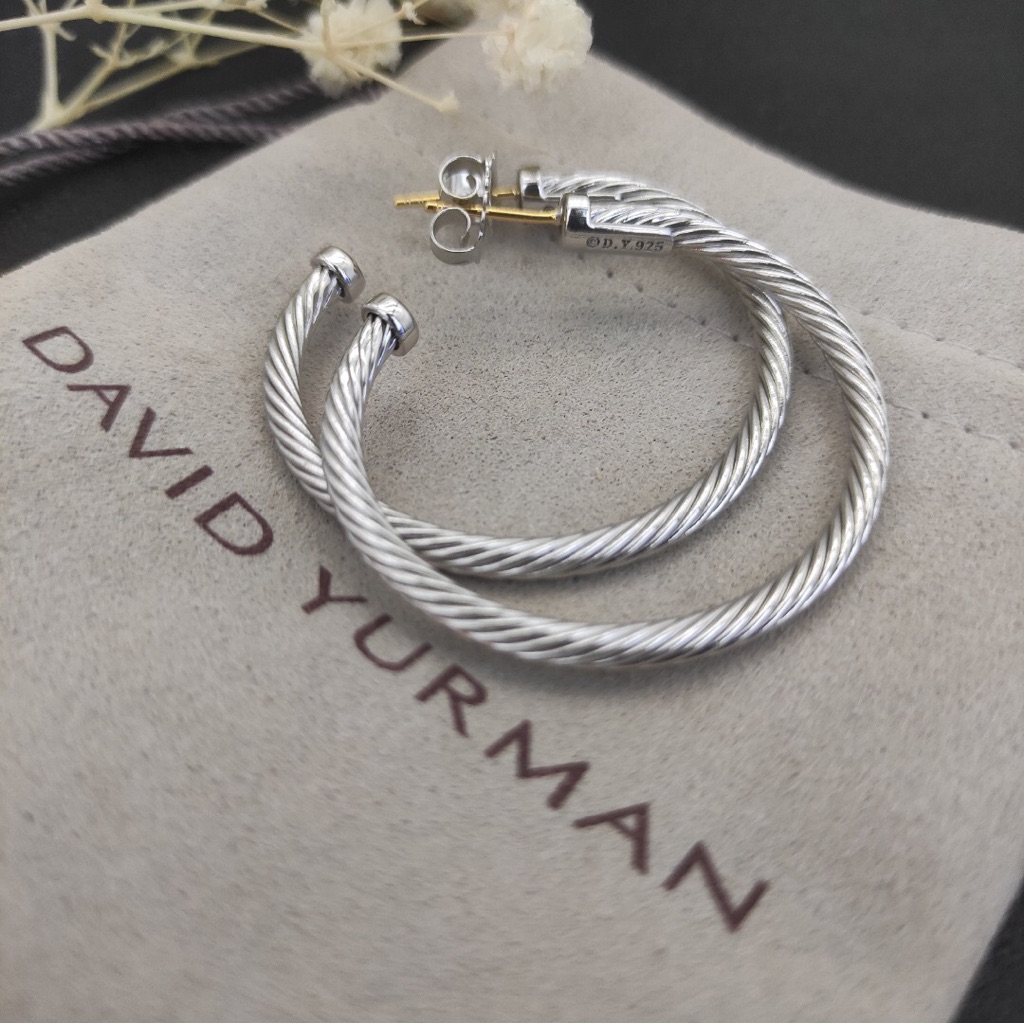 David Yurman Twisted Silver Hoop Earrings 389$